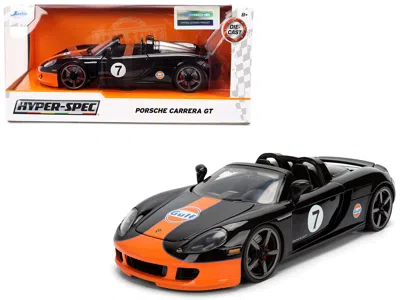 Jada Porsche Carrera Gt Convertible #7 "gulf Oil" Black With Orange Graphics "hyper-spec" Series 1/24 Die