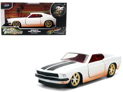 Jada Roman's Ford Mustang White With Black Stripes And Red Interior (dirty Version) "fast & Furious" Movi