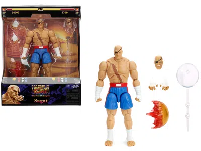 Jada Sagat 7.5" Moveable Figure With Accessories And Alternate Head And Hands "ultra Street Ii: The Final In Multi