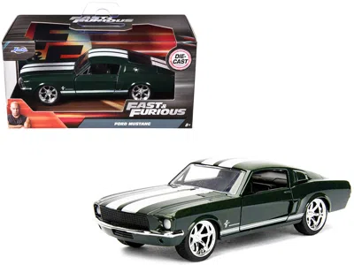 Jada Sean's Ford Mustang Dark Green With White Stripes "fast & Furious" Movie 1/32 Diecast Model In Multi