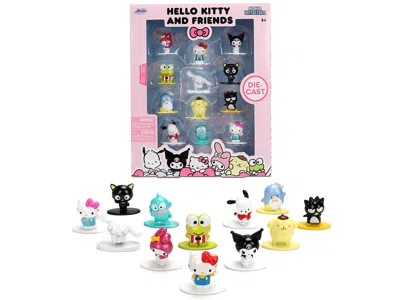 Jada Set Of 12 Diecast Figures "hello Kitty And Friends" Franchise "nano Metalfigs" Series Diecast Models