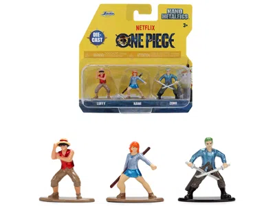 Jada Set Of 3 Diecast Figures "one Piece" (2023-current) Tv Series "nano Metalfigs" Series Diecast Models