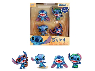 Jada Set Of 4 Diecast Figures "disney's Stitch" "metalfigs" Series Diecast Models By  In Blue