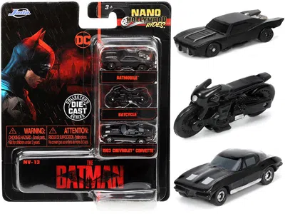 Jada The Batman (2022) Movie 3 Piece Set "dc Comics" "nano Hollywood Rides" Series Diecast Model Cars By