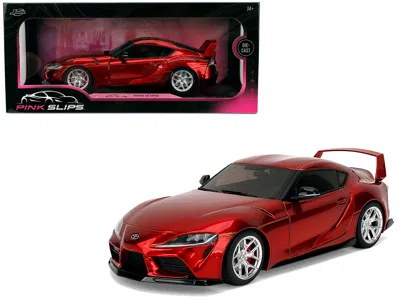 Jada Toyota Gr Supra Red Metallic "pink Slips" Series 1/18 Diecast Model Car By