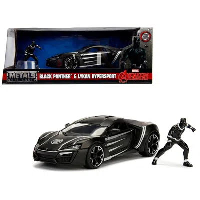 Jada Toys 1-24 Lykan Hypersport With Black Panther Diecast Figure Marvel Series Model Car, Black