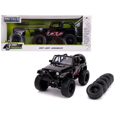 Jada Toys Jada 1-24 Scale 2007 Jeep Wrangler Black With Extra Wheels Just Truck Series Diecast Model Car