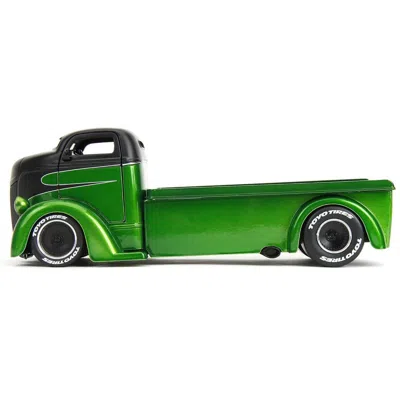 Jada Toys Jada 1947 Ford Coe Flatbed Truck Green Metallic & Matt Black Toyo Tires With Extra Wheels Just Truck