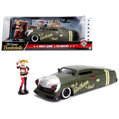 Jada Toys Jada 1951 Mercury Matt Green With Harley Quinn Diecast Figure Dc Comics Bombshells Series 1-24 Dieca