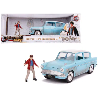 Jada Toys Jada 1959 Ford Anglia Light Blue Weathered With Harry Potter Diecast Figurine 1-24 Diecast Model Car