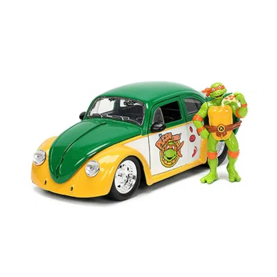 Jada Toys Jada 1959 Volkswagen Drag Beetle Green & Yellow & Michelangelo Diecast Figure Teenage Mutant Ninja T In Multi