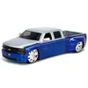 Jada Toys Jada 1999 Chevrolet Silverado Dually Pickup Truck Blue Metallic & Silver With Custom Kmc Wheels Just