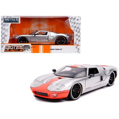 Jada Toys Jada 2005 Ford Gt Stripe Bigtime Muscle 1 By 24 Diecast Model Car Silver & Orange In Gray