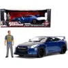 Jada Toys Jada 2009 Nissan Gt-r R35 Blue Metallic & Carbon With Lights & Brian Figurine Fast & Furious Movie 1