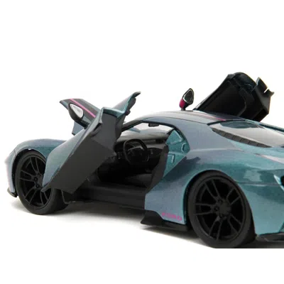 Jada Toys Jada 2017 Ford Gt Metallic With Stripes Slips Series 1-24 Scale Diecast Model Car Blue Pink & Black