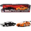 Jada Toys Jada Doms Dodge Charger R-t Black & Brians Toyota Supra Orange Fast & Furious Series 1-32 Diecast Mo