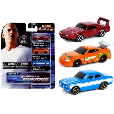 Jada Toys Jada Fast & Furious Nano Hollywood Rides Series 1 Diecast Model Cars 3 Piece