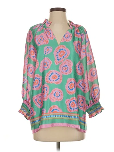 Pre-owned Jade 3/4 Sleeve Blouse In Green
