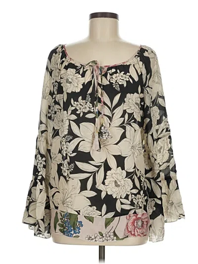 Pre-owned Jade 3/4 Sleeve Silk Top Ivory Strapless Neckline Tops