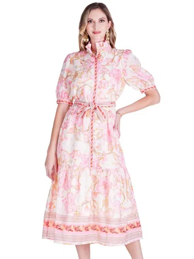 Jade Aloha Bloom Button Front Dress In Pink Multi