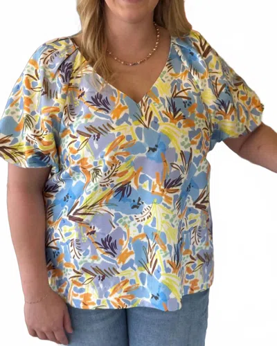 Jade & Joy Joy Botanical Blouse In Blue Skies In Multi