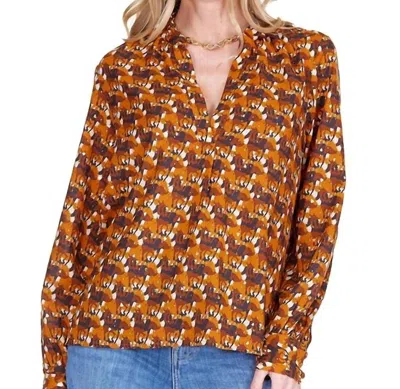 Jade & Joy Joy V-neck Peasant Top In Brown