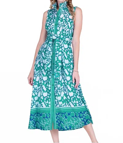 Jade Back Wrap Maxi Dress In Reefline In Green