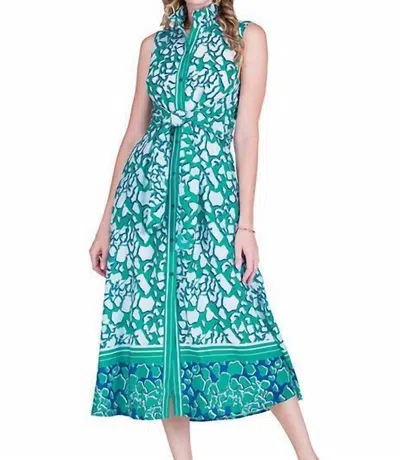 Jade Back Wrap Maxi Dress In Reefline In Green