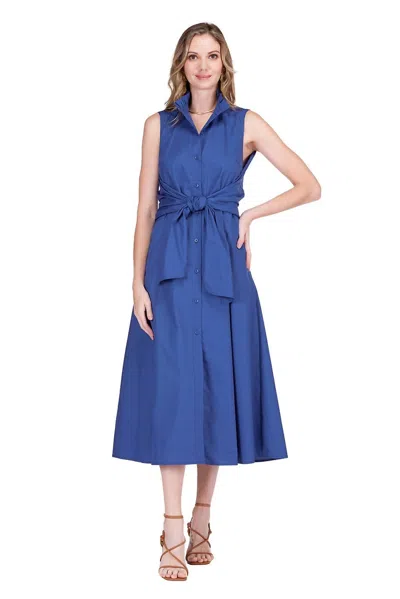 Jade Back Wrap Midi Dress In Navy In Blue