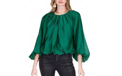 Jade Balloon Blouse In Hunter In Green