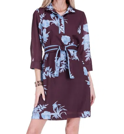 Jade Band Collar Trimmed Dress In Mystic Flora Dress In Multi