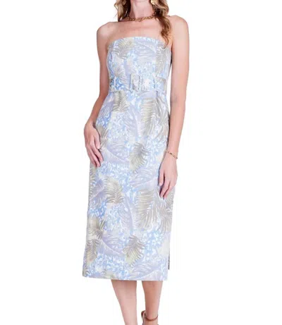 Jade Belted Tube Midi Dress In Desert Palm In White