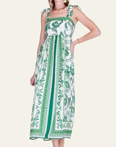 Jade Bodice Midi Dress In Garden Border In Multi