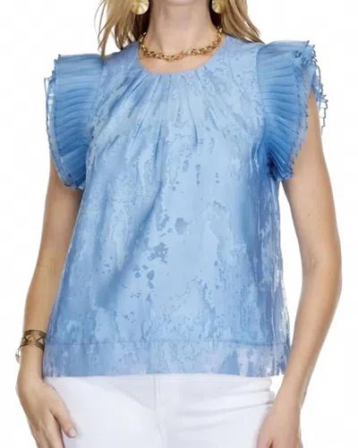 Jade Burnout Organza Blouse In Blue