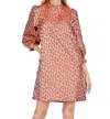 Jade Button Chemise Dress In Cheetah Brocade In Multi