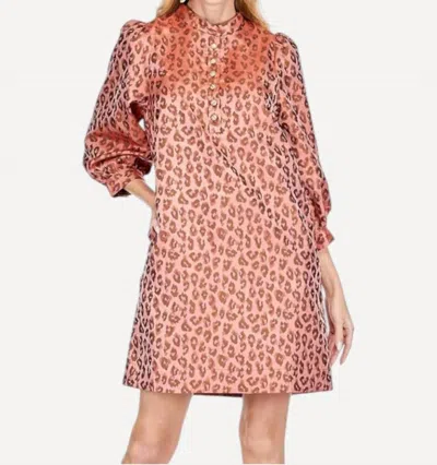 JADE BUTTON CHEMISE MINI DRESS IN CHEETAH BROWN