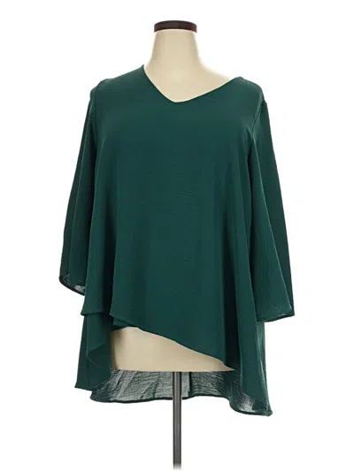 Pre-owned Jade By Jane 3/4 Sleeve Top Teal Scoop Neck Tops