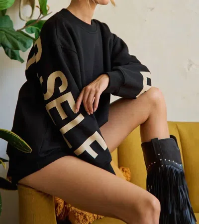 Jade By Jane Be Yourself Love Yourself Oversized Sweatshirt In Black