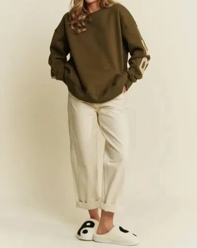 Jade By Jane Be Yourself Oversized Sweatshirt - Plus In Olive Green