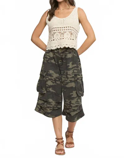 Jade By Jane Camo Cargo Midi Pants - Plus In Olive In Green