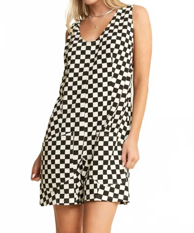 Jade By Jane Checkered Print Romper In Black