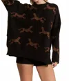 Jade By Jane Cheetah Design Knit Long Sleeve Sweater In Black In Black