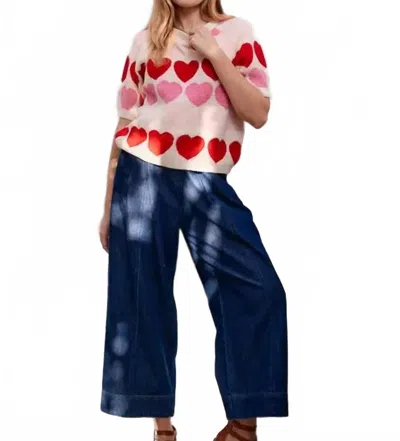 Jade By Jane Colorblock Heart Sweater In Pink In Multi