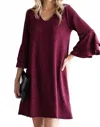Jade By Jane Dazzle Me Glitter Bell Sleeve Mini Dress In Burgundy In White