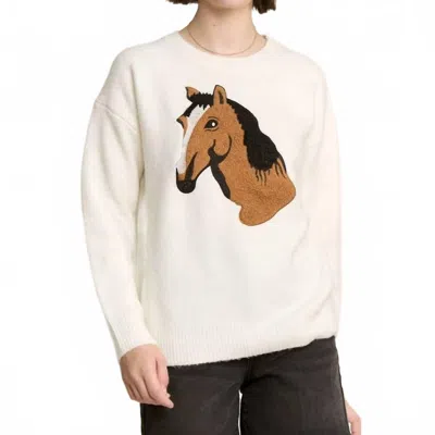 Jade By Jane Dusty Trail Horse Sweater In Ivory In Neutral