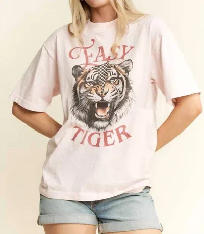 Jade By Jane Easy Tiger Graphic Top In Light Pink In Beige