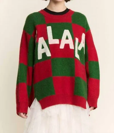 Jade By Jane Fa La La Fabulous Checkered Christmas Sweater In Red/green