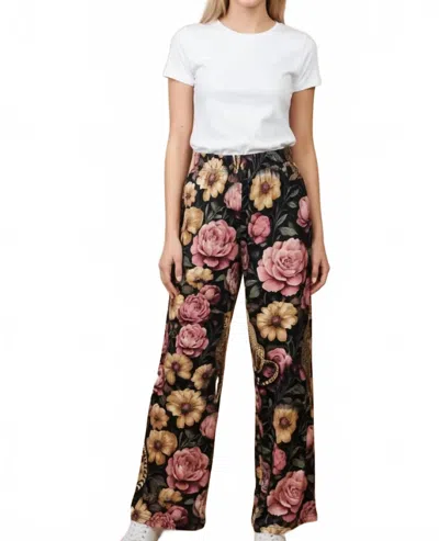 Jade By Jane Floral Noir Cheetah Pants In Black In Multi