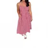 Jade By Jane Gingham Tie Shoulder Midi Dress In Red In Red