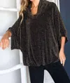 Jade By Jane Glitters Cowlneck Top In Black